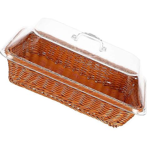 Panier de rangement multifonctionnel en rotin avec couvercle, corbeille à pain couverte pour la cuisine et les pique-niques en plein air (1/5)