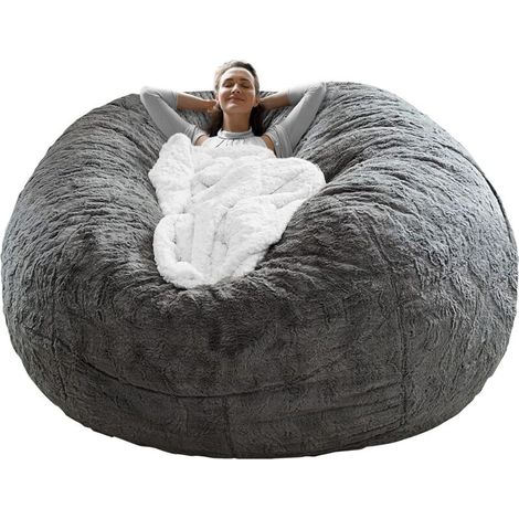 Fodera per pouf Ulisem senza imbottitura, fodera per divano letto in spugna, morbida fodera rotonda per divano matrimoniale, adatta per soggiorno e camera da letto, grigio scuro (1/4)