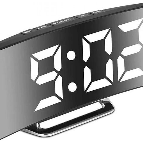Réveil numérique pour chambre à coucher, écran miroir LED 7 pouces, 2 niveaux de luminosité, 12/24 heures, (blanc) Horloge 1pc (1/5)