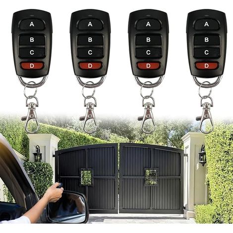 4 x Universal Garage Remote Controls, Copier Remote Control, Universal Remote Control, Portable and Practical, Signal up to 10 m, Garage Door Remote Control with 4 Buttons (1/5)