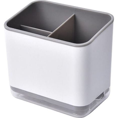 Soporte para utensilios, escurridor de cubiertos, organizador multifuncional de 3 compartimentos para escurrir los cubiertos (gris) (1/5)