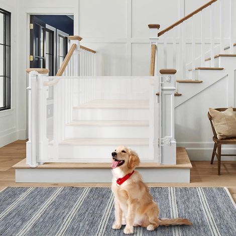 Barrière de Sécurité Rétractable pour Bébés et Chiens Extensible et Enroulable 180cm Noir (1/5)