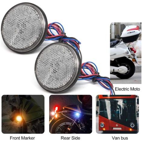 2Pcs Moto LED Réflecteur,Universal Feux de Remorque Led 12V Feu Arriere pour Remorque Feu de Gabarit Led pour Moto LED étanche Réflecteur Feu Stop Lampe (Jaune) (1/5)
