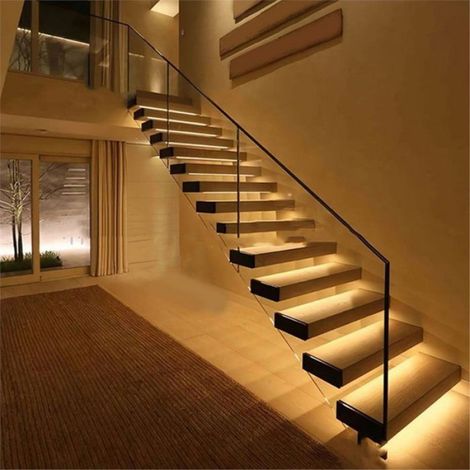 Bandeau LED Flexible pour Escalier avec Détecteur de Mouvement, 32 Canaux et Gradation, Éclairage Nocturne Intérieur, 12 V/24 V (1/5)