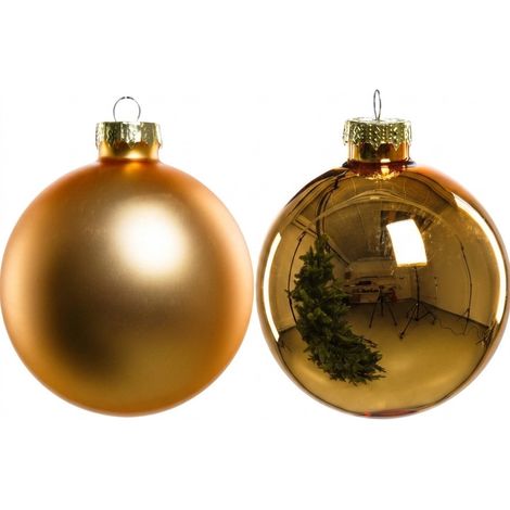 TrendLine Christbaumkugeln 6 Kugeln Ø 8 cm Glas Gold Weihnachtskugeln (1/3)