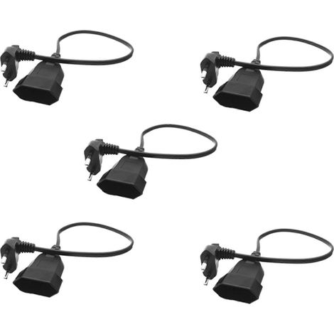 Lot de 5 Europea 90 Degree Male fiche pour Female Douille puissance Extension câble pour PC Ordinateur PDU(0.3M) (1/5)