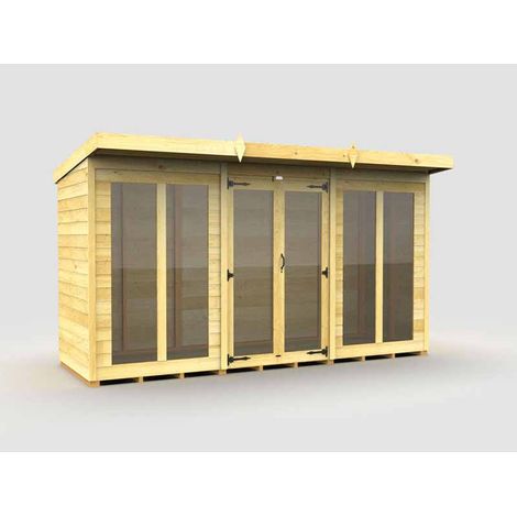 12ft x 4ft Pent Summer House (Full Height Window) - Wood - L118 x W358 x H201 cm