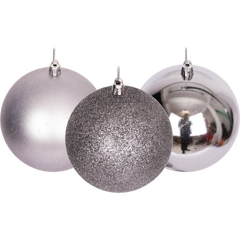 BAUBLES MID GREY 5CM-9PCS SET -PVC (1/5)