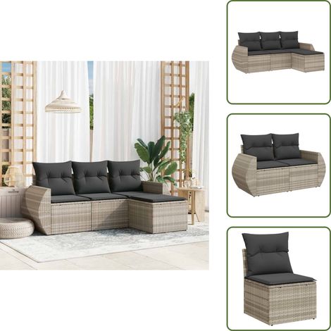 Muebles de exterior - vidaXL Set de sofás de jardín 4 pzas y cojines ratán sintético gris - Sofás de jardín gris