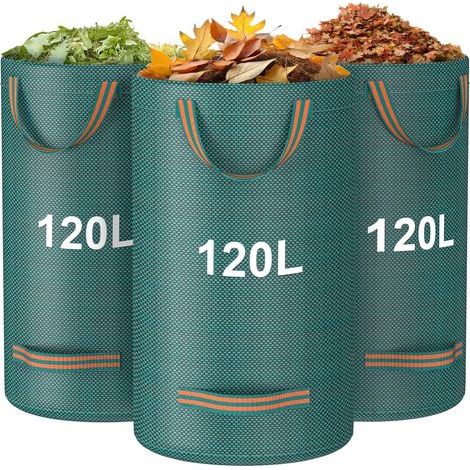 Set mit 3 gewebten Gartenabfallsäcken (120 l) mit verstärkten Griffen für Laub und Gartenabfälle – für den Außenbereich (1/5)