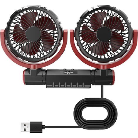 Ventilateur USB pour tableau de bord de voiture, 3 vitesses, flux d'air puissants, refroidissement réglable, double tête, silencieux, petit (1/5)