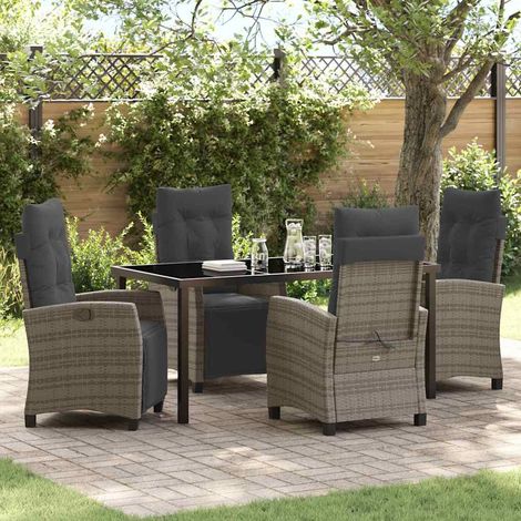 Conjunto de Comedor de Jardín 5 pcs Gris ratán sintético (1/5)