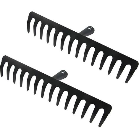 Lot de 2 têtes de râteau 14 Dents en métal Noir 35118 cm (1/5)