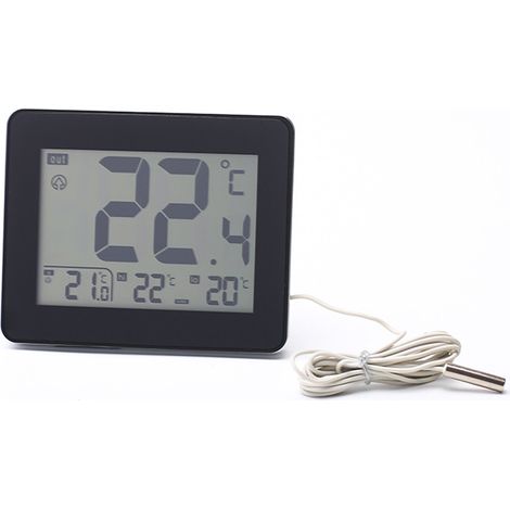 Thermomètre Numérique Filaire - Intérieur Extérieur - Écran LED Grand Format - Sonde Extérieure Incluse - Affichage Température Et Humidité - 1 Pièce (1/5)
