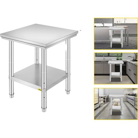 Table de travail, acier inoxydable, hauteur réglable, 24x24x32 pouces 330LBS (1/2)