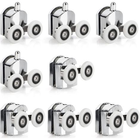 set of 8 shower door rollers – 23 mm aluminum alloy wheels – suitable for glass thicknesses of 4 to 6 mm. (1/5)