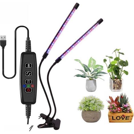 LED Pflanzenwachstumsleuchte mit Clip, Vollspektrum Rot Blau Gelb, 3 Lichtmodi, Automatische Zeitschaltung, Dimmbar, Ideal für Blumen, Gemüse, Kräuter, Gewächshaus und Innenräume (1/5)