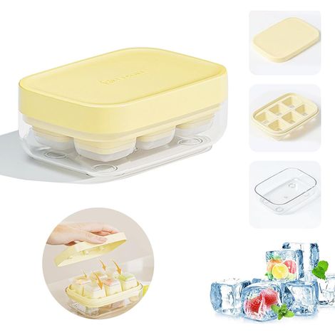 Moule à glaçons mini en silicone avec couvercle, 6 cavités à presser pour whisky et boissons, sans BPA