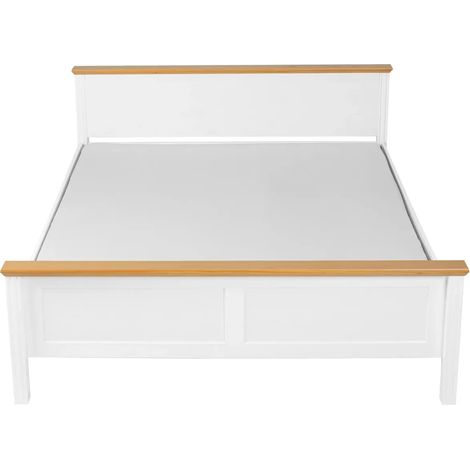 Letto Matrimoniale 160x200 cm Pino Massello Bianco Rovere con Testiera (1/5)