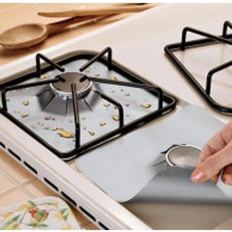 4Pcs réutilisable Foil gaz Hob Range Stovetop Furnace Surface Outils Protection Pad Nettoyage de cuisine Nettoyage Stovetop Protecto (1/4)