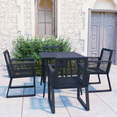 Ensemble à manger d'extérieur 5 pcs-Salon de jardin Rotin PVC Noir (1/5)