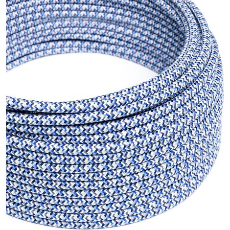 Creative-Cables Cavo elettrico rivestito in tessuto, 2 x 0,75 mm², 50 m, Pixel Turchese RX03, Rotondo, Effetto seta