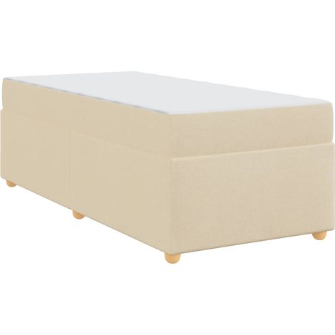 Lit simple  Lit adulte  Cadre de lit avec matelas Crème 80 x 200 cm tissu