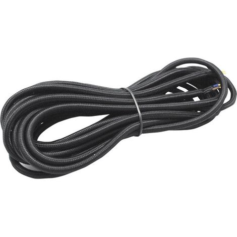 Cavo elettrico tessile 2 x 0,75 mm in rotolo da 5 m nero