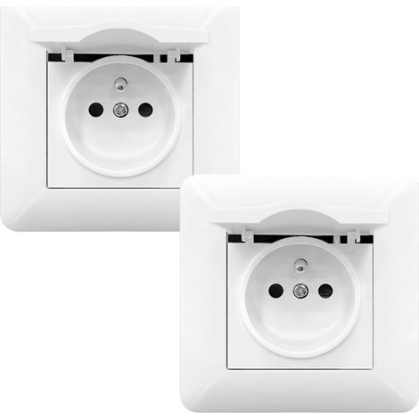2 Pack Wall Socket 16A 240V with Cover White – Flush Mount Outlet