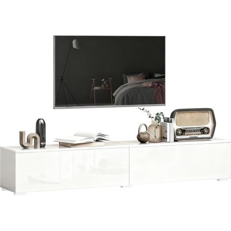 Mueble TV, con puertas, blanco, 180 × 33 × 30 cm, tablero de partículas, 22,6 kg (1/5)