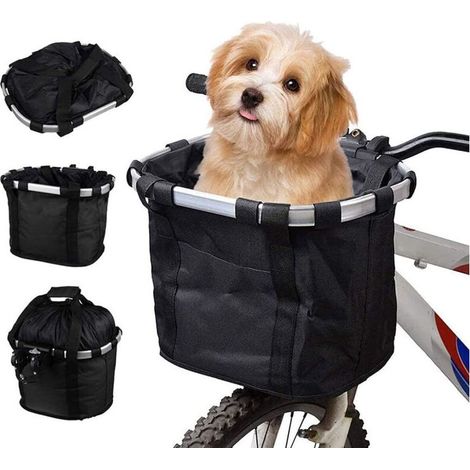 Panier de vélo avant amovible, panier polyvalent pour chiens et chats, idéal pour cyclisme, pique-nique et courses, couleur noir (1/5)