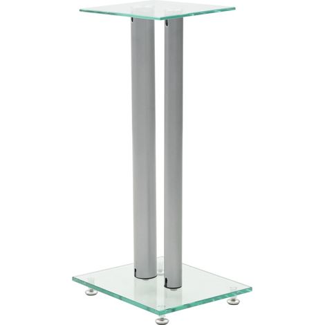 Support haut-parleur 2pc Verre trempé Design 2 colonnes Argenté CFW28373 (1/5)