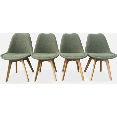 Set 4 sedie scandinave bouclé e gambe in legno (1/5)
