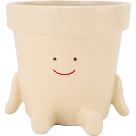 Pot fleur visage souriant résine mignon drôle – Succulente plantation décoration ornement assis maigre, décoration (1/5)