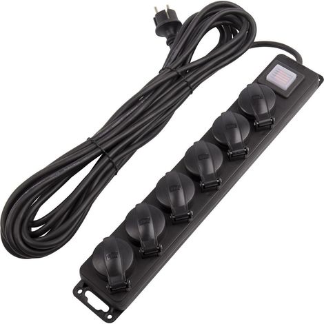 Ciabatta Multipla 6 Prese Tipo F Schuko IP44 10m Nero
