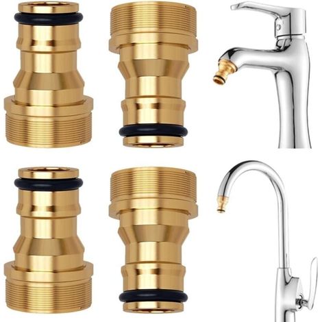 Adaptateur Universel de Robinet Raccord Rapide pour Tuyau d'Arrosage Lot de 4 Pièces (1/4)