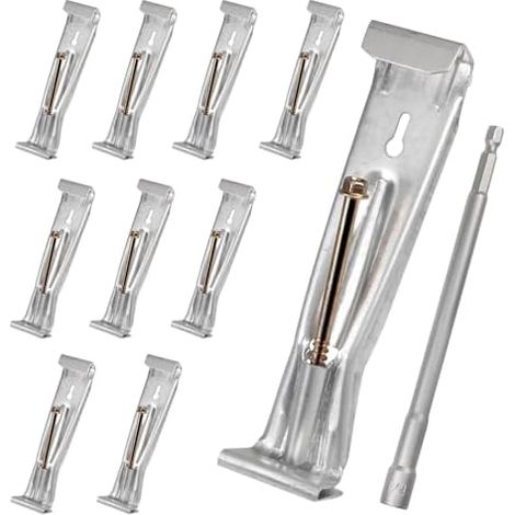 Lot de 10 crochets de gouttière de 12,7 cm avec vis résistantes à la rouille, clips de gouttière à vis rapides cachés livrés avec foret hexagonal de 6,35 mm pour gouttières en aluminium de style K de (1/5)