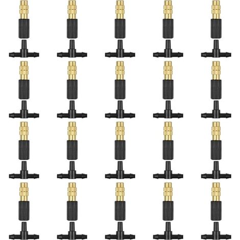 Irrigation nozzle, adjustable copper atomizing nozzle, 47 hose connection, micro nozzle, drip irrigation sprayer, garden cooling, irrigation equipment with universal connection