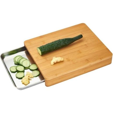 LAGUIOLE - Planche à Découper avec Tiroir de Stockage Inox - bambou - marron (1/5)