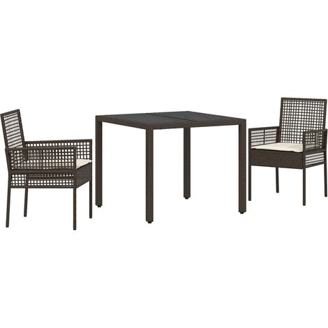 Maison Exclusive - Set da Pranzo per Giardino 3 pcs Marrone polyrattan