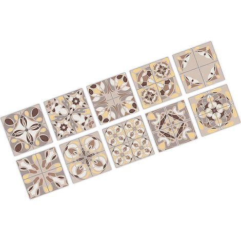 Lot de 10 autocollants adhésifs pour carrelage de cuisine et salle de bain, à coller sur les carreaux et à utiliser comme crédence.-10x10cm (1/3)