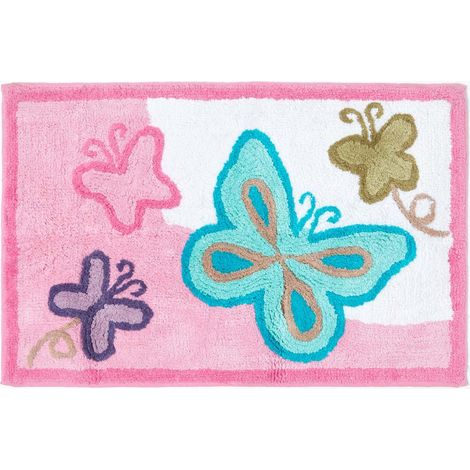 HOMESCAPES Cotton Tufted Washable Butterfly Children Rug