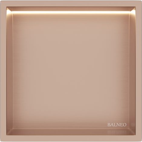 Balneo Niche de douche encastrable avec éclairage LED Wall-Box ONE 30 x 30 x 10 cm - Acier inoxydable AISI 304 - Étanche (1/5)