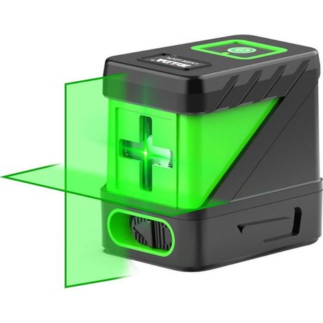 Niveau laser vert, 2 lignes croisées, rotation 360 degrés, précision ±0,2 mm/m, 505-550 nm, IP 54, plage d'auto-nivellement ± 3° (1/5)