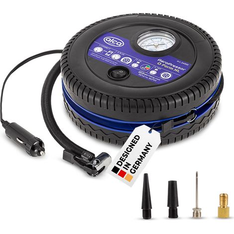 alca® Kompressor mini in O Form, elektrische Auto Luftpumpe 12V Luftkompressor, Zigarettenanzünder