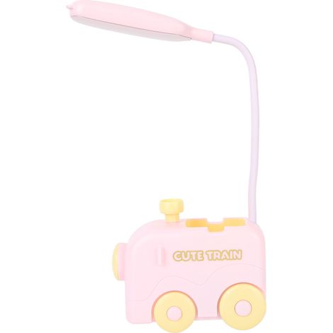 Mini-LED-Nachttischlampe mit Zugfunktion, Augenschutz, Leselicht, USB-Ladefunktion und Stifthalter für Kinder, Rosa (1/5)