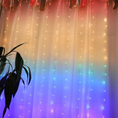 MINKUROW 2mx1.5m 210 Led String Lights, Luci Decorative Usb Per Tende Con 8 Modalità Di Illuminazione, Impermeabili Per Interni, Esterni, Feste Di Natale, Camera Da Letto (Multicolore) (1/4)