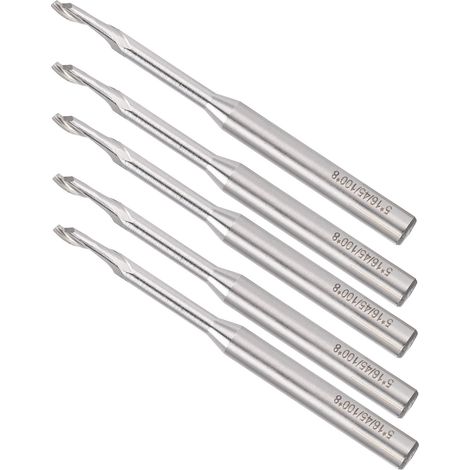 Satz mit 5 einschneidigen Spiralfräsern aus Schnellarbeitsstahl zum Gravieren, Abmessungen: 8 x 5 x 16 x 100 mm (1/5)