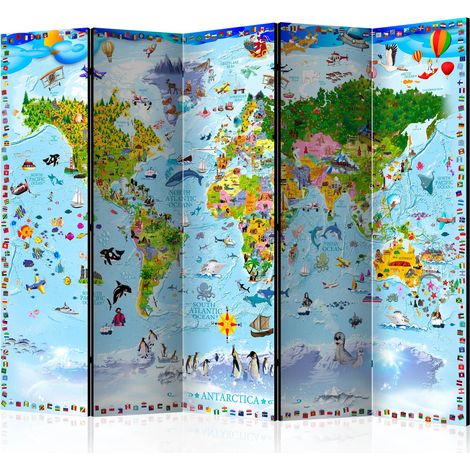 Paravento - World Map for Kids II [Room Dividers] - 225x172 (1/4)