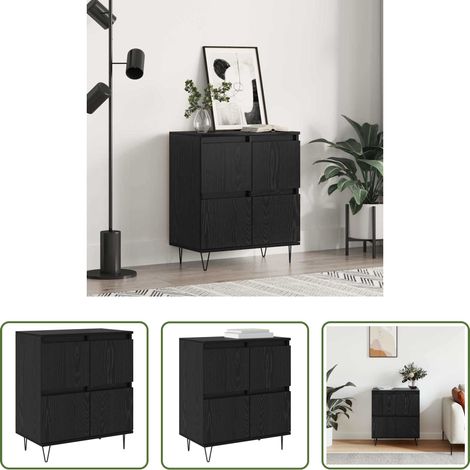 Holz Sideboard - Sideboard Schwarz Eichen-Optik 60 x 35 x 70 cm (1/5)